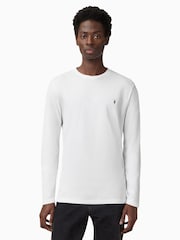 أبيض - AllSaints Brace Long Sleeve Crew Neck 100% Organic Cotton T-Shirt - صورة 1 من 6