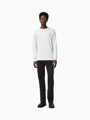 أبيض - AllSaints Brace Long Sleeve Crew Neck 100% Organic Cotton T-Shirt - صورة 3 من 6