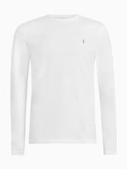 أبيض - AllSaints Brace Long Sleeve Crew Neck 100% Organic Cotton T-Shirt - صورة 6 من 6