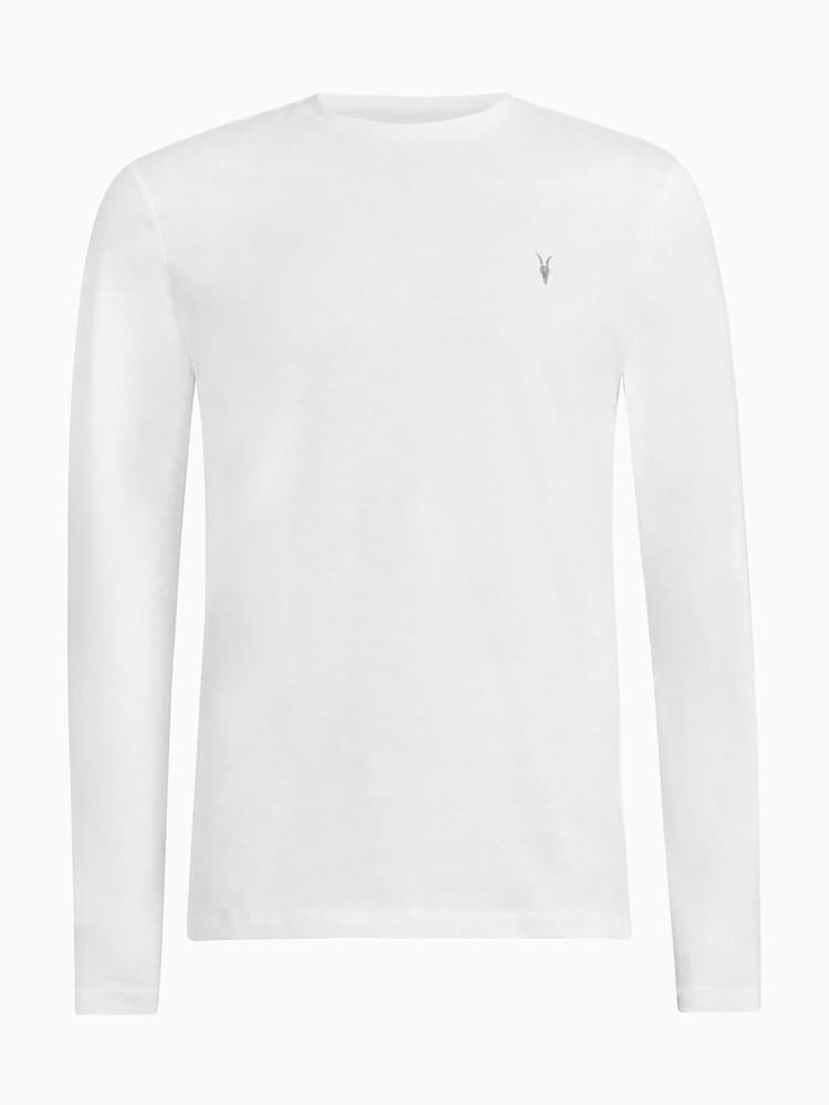 أبيض - AllSaints Brace Long Sleeve Crew Neck 100% Organic Cotton T-Shirt - صورة 6 من 6