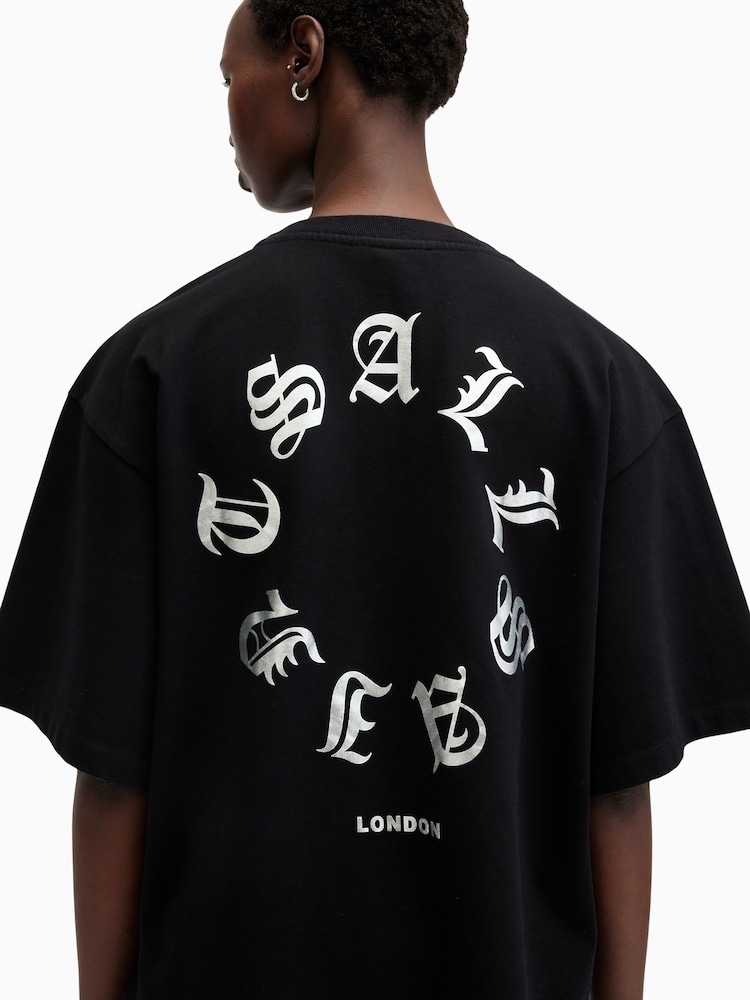 AllSaints Black Tieroth Amelie 100% Organic Cotton T-Shirt - Image 2 of 6