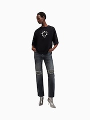 AllSaints Black Tieroth Amelie 100% Organic Cotton T-Shirt - Image 3 of 6