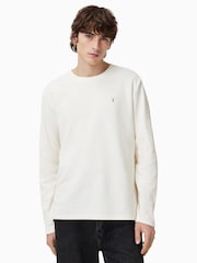 AllSaints White Rowe Crew 100% Organic Cotton T-Shirt - Image 1 of 6