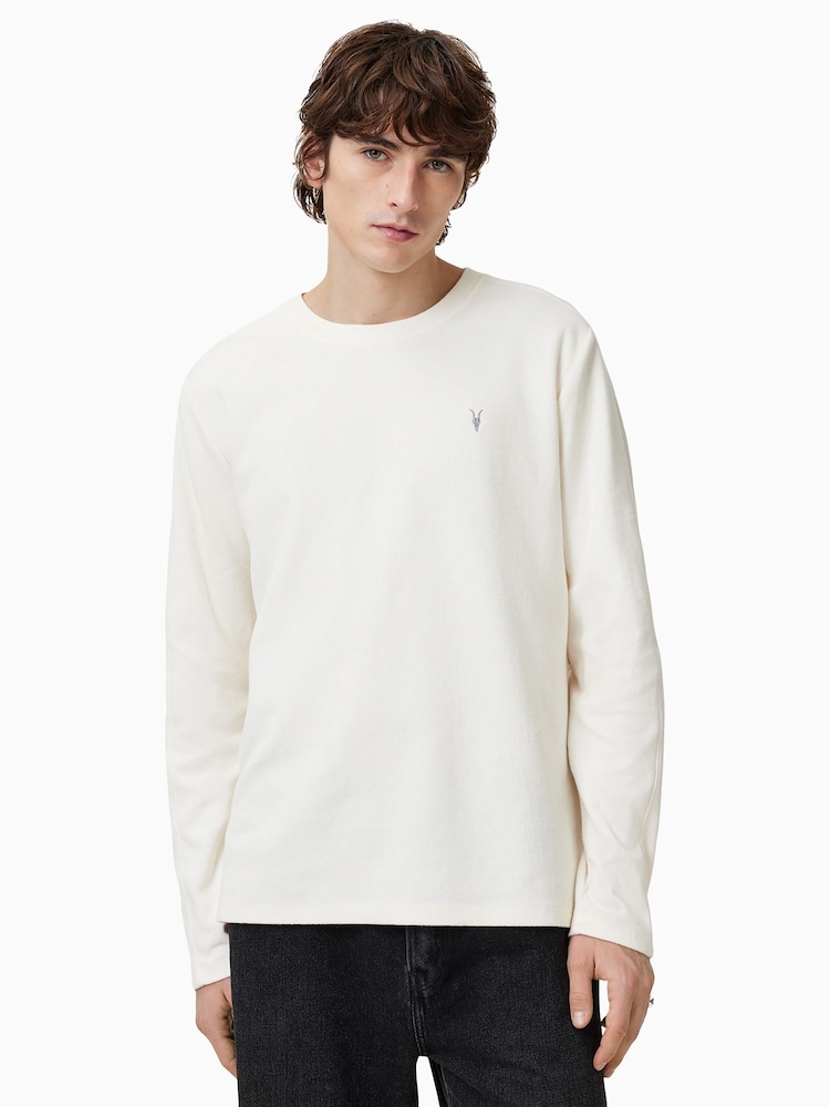 AllSaints White Rowe Crew 100% Organic Cotton T-Shirt - Image 1 of 6