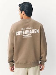 Neutral Cotton Rich Crew Graphic Sweatshirt - Image 1 of 8