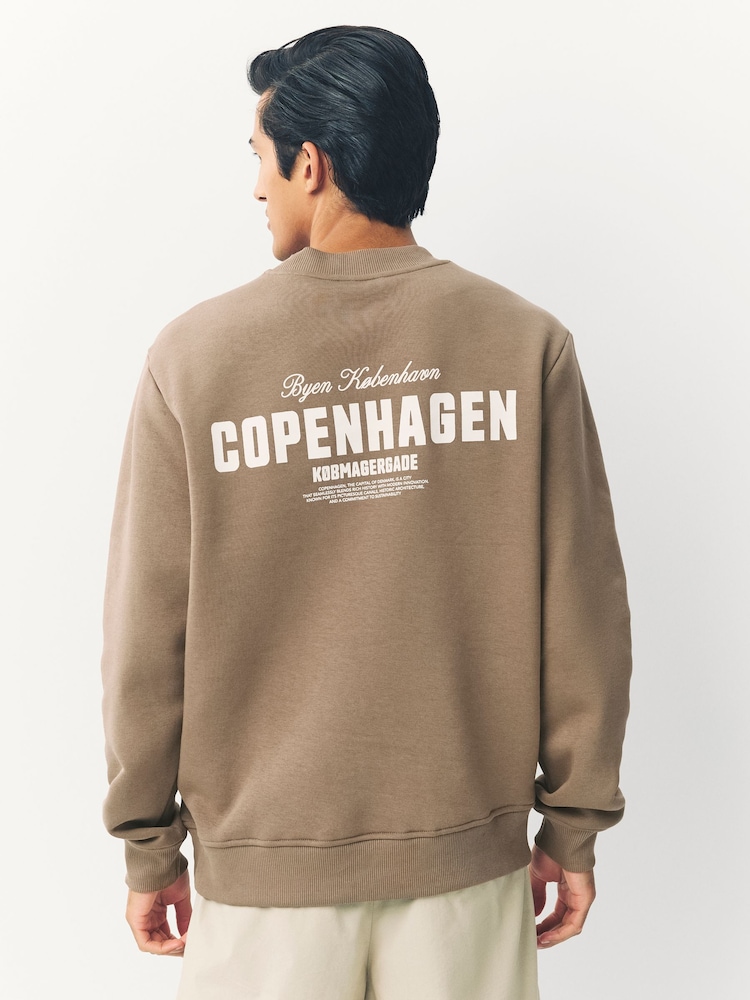 Neutral Cotton Rich Crew Graphic Sweatshirt - Image 1 of 8