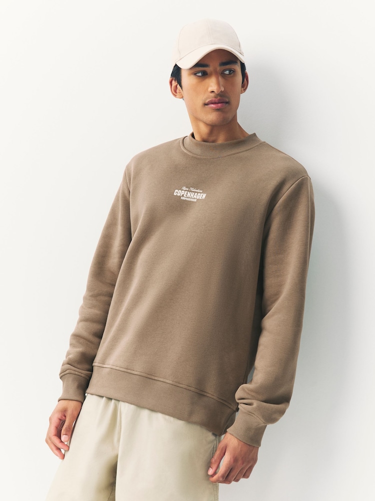 Neutral Cotton Rich Crew Graphic Sweatshirt - Image 3 of 8
