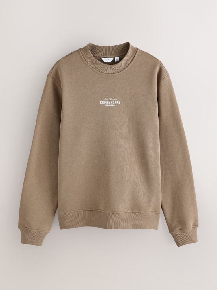 Neutral Cotton Rich Crew Graphic Sweatshirt - Image 6 of 8