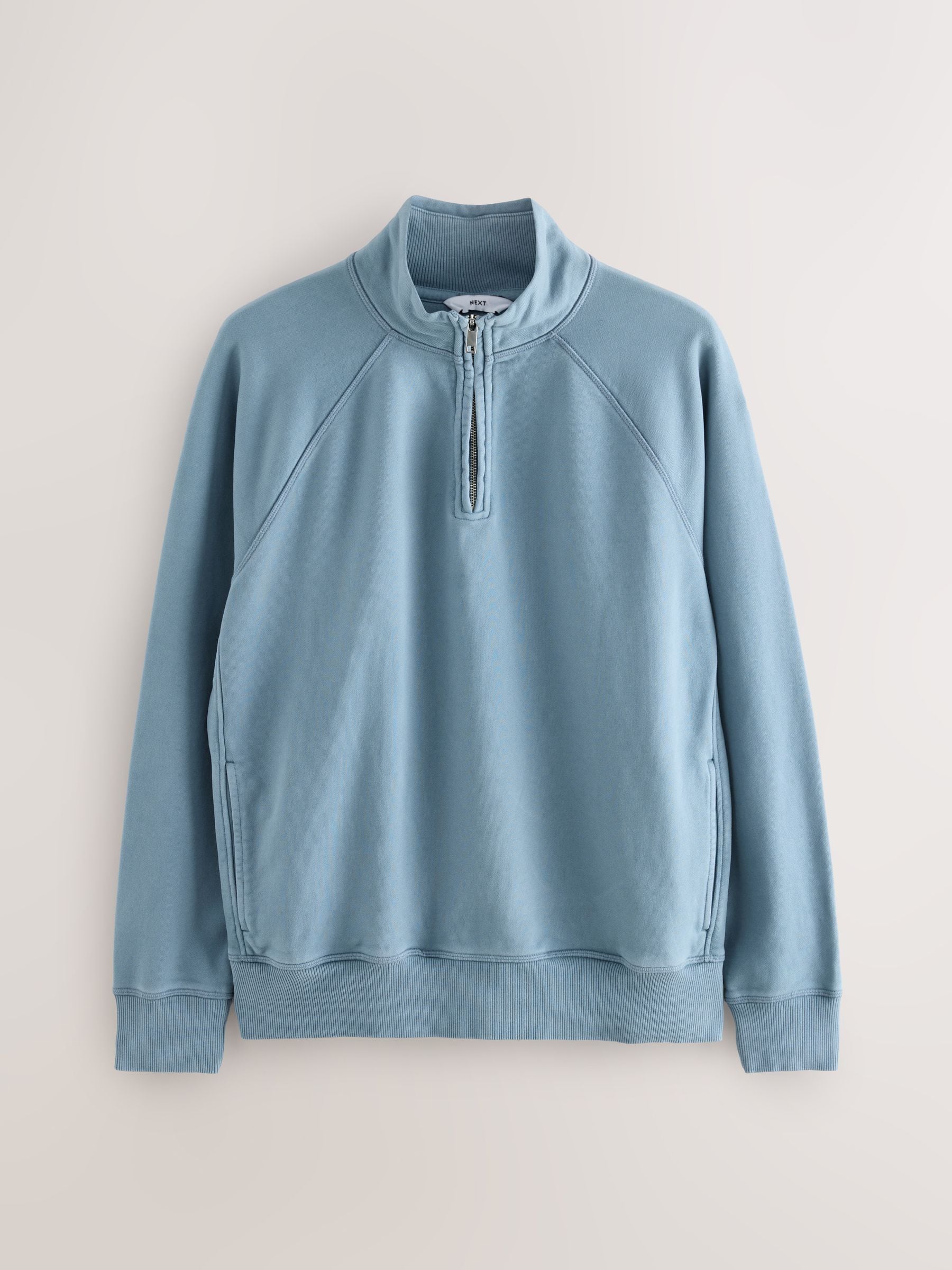 Buy Airforce Blue Heavyweight Washed Quarter Zip Sweatshirt from