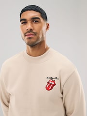 Ecru White Rolling Stones Licence Graphic Print Crew Sweatshirt - Image 2 of 8