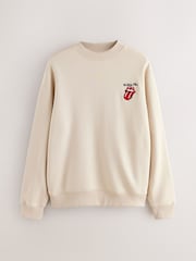 Ecru White Rolling Stones Licence Graphic Print Crew Sweatshirt - Image 6 of 8