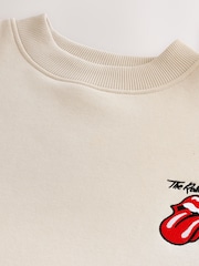 Ecru White Rolling Stones Licence Graphic Print Crew Sweatshirt - Image 7 of 8