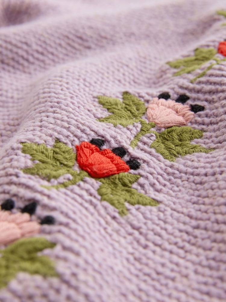 Purple Cath Kidston Floral Cable Cardigan (3mths-7yrs) - Image 10 of 10