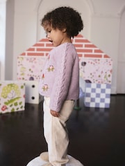 Purple Cath Kidston Floral Cable Cardigan (3mths-7yrs) - Image 3 of 10