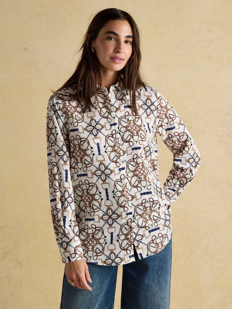 Joules Claudia Cream Boyfriend Shirt - Image 1 of 8
