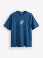 Blue Short Sleeves Inject Geo Graphic T-Shirt - Image 1 of 1
