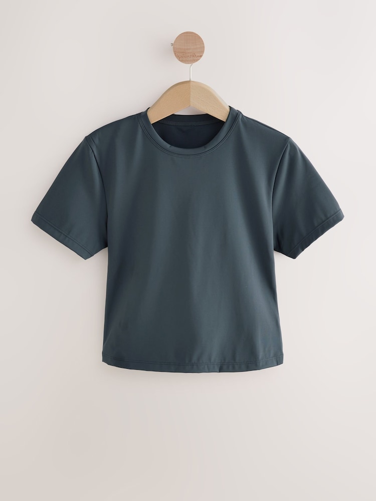 self. Navy self. Fitted Short Sleeve Top - Image 1 of 3