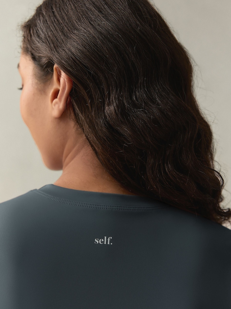 self. Navy Fitted Short Sleeve Top - Image 4 of 7