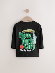 Black NYC Back Print Long Sleeve T-Shirt (3mths-7yrs) - Image 2 of 4