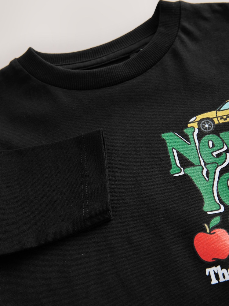 Black NYC Back Print Long Sleeve T-Shirt (3mths-7yrs) - Image 4 of 4