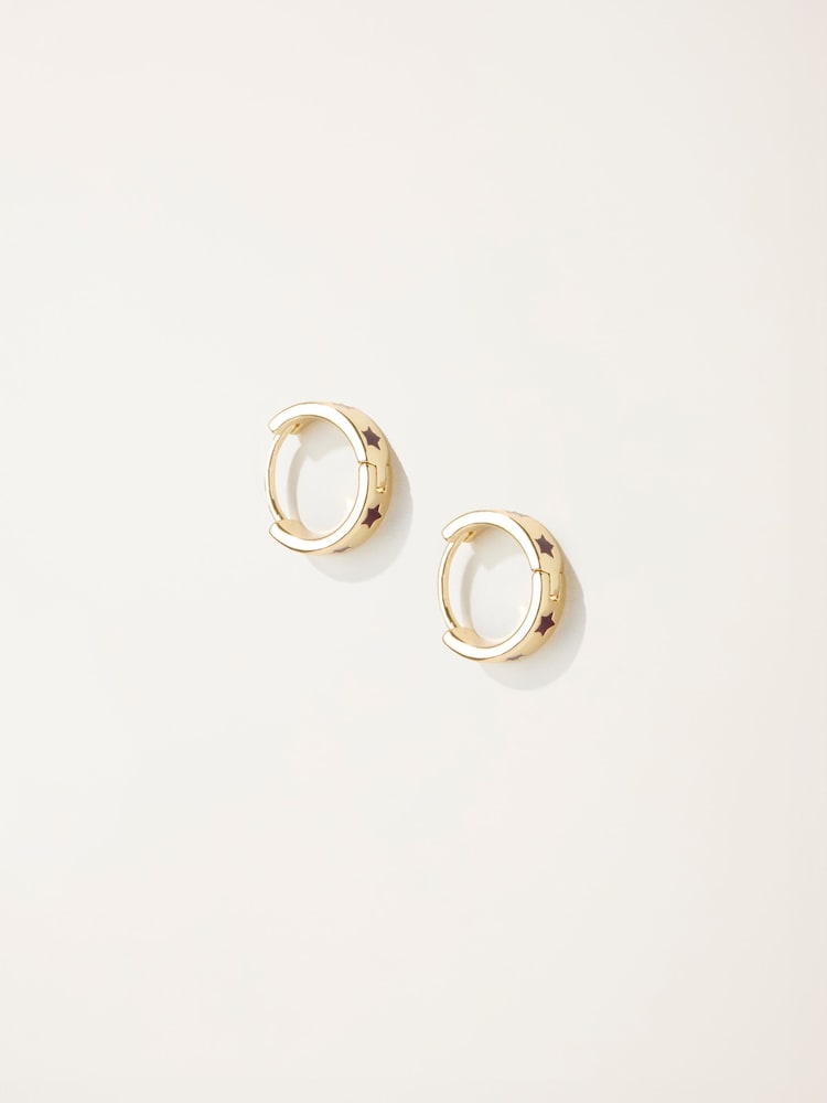 FatFace Burgundy Red Enamel Star Stud Earrings - Image 1 of 2