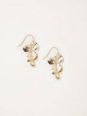 FatFace Gold Tone Flower Drop Earrings - Image 1 of 2