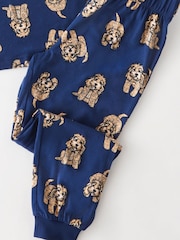 Chelsea Peers Blue Kids Cockapoo Print Crewneck Long Pyjamas Set - Image 2 of 2