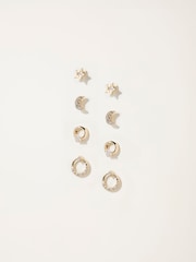 FatFace Gold Tone Multi Pack Gem Earrings - Image 1 of 2