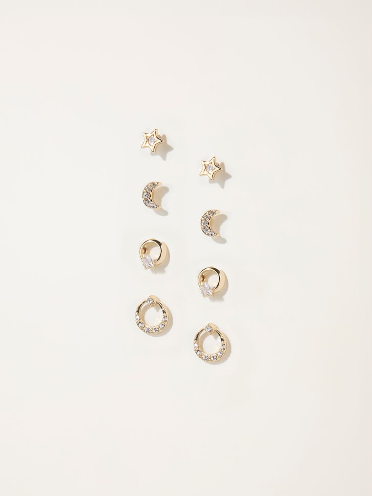 FatFace Gold Tone Multi Pack Gem Earrings - Image 1 of 2