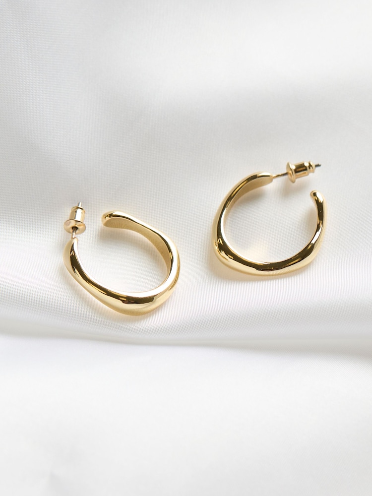 FatFace Gold Tone Chunky Hoop Earrings - Image 2 of 2 FatFace Gold Tone Chunky Hoop Earrings - Image 2 of 2