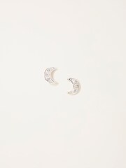 FatFace Silver Tone Moon Stud Earrings - Image 1 of 2