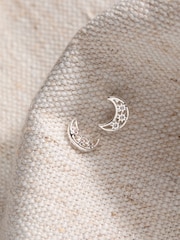 FatFace Silver Tone Moon Stud Earrings - Image 2 of 2