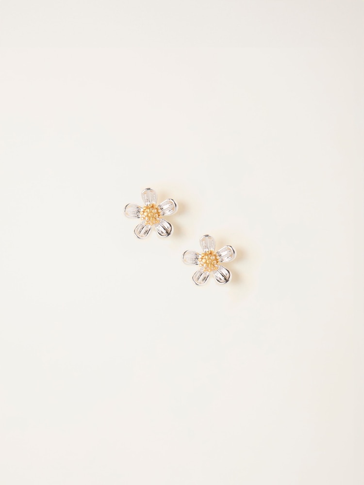 FatFace Silver Tone Daisy Stud Earrings - Image 1 of 2 FatFace Silver Tone Daisy Stud Earrings - Image 1 of 2