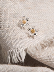 FatFace Silver Tone Daisy Stud Earrings - Image 2 of 2