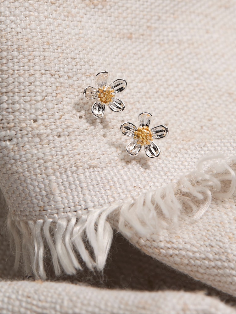 FatFace Silver Tone Daisy Stud Earrings - Image 2 of 2 FatFace Silver Tone Daisy Stud Earrings - Image 2 of 2