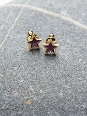FatFace Burgundy Red Enamel Star Stud Earrings - Image 2 of 2