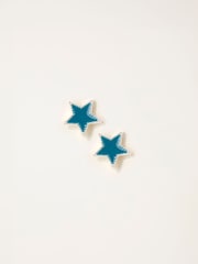FatFace Teal Blue Enamel Star Stud Earrings - Image 1 of 2
