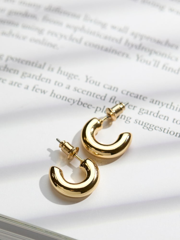 FatFace Gold Tone Chunky Huggie Earrings - Image 2 of 2 FatFace Gold Tone Chunky Huggie Earrings - Image 2 of 2
