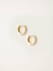 FatFace Gold Tone Pearl Huggie Earrings - Image 1 of 2