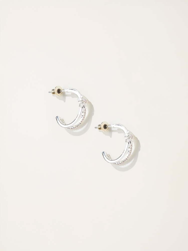 FatFace Silver Tone Star Huggie Earrings - Image 1 of 2 FatFace Silver Tone Star Huggie Earrings - Image 1 of 2