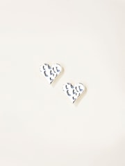 FatFace Silver Tone Heart Stud Earrings - Image 1 of 2