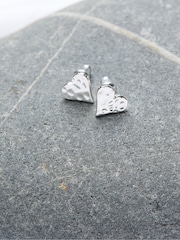 FatFace Silver Tone Heart Stud Earrings - Image 2 of 2