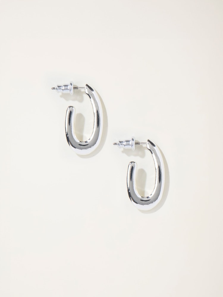 FatFace Silver Tone Twist Oval Hoop Earrings - Image 1 of 2 FatFace Silver Tone Twist Oval Hoop Earrings - Image 1 of 2