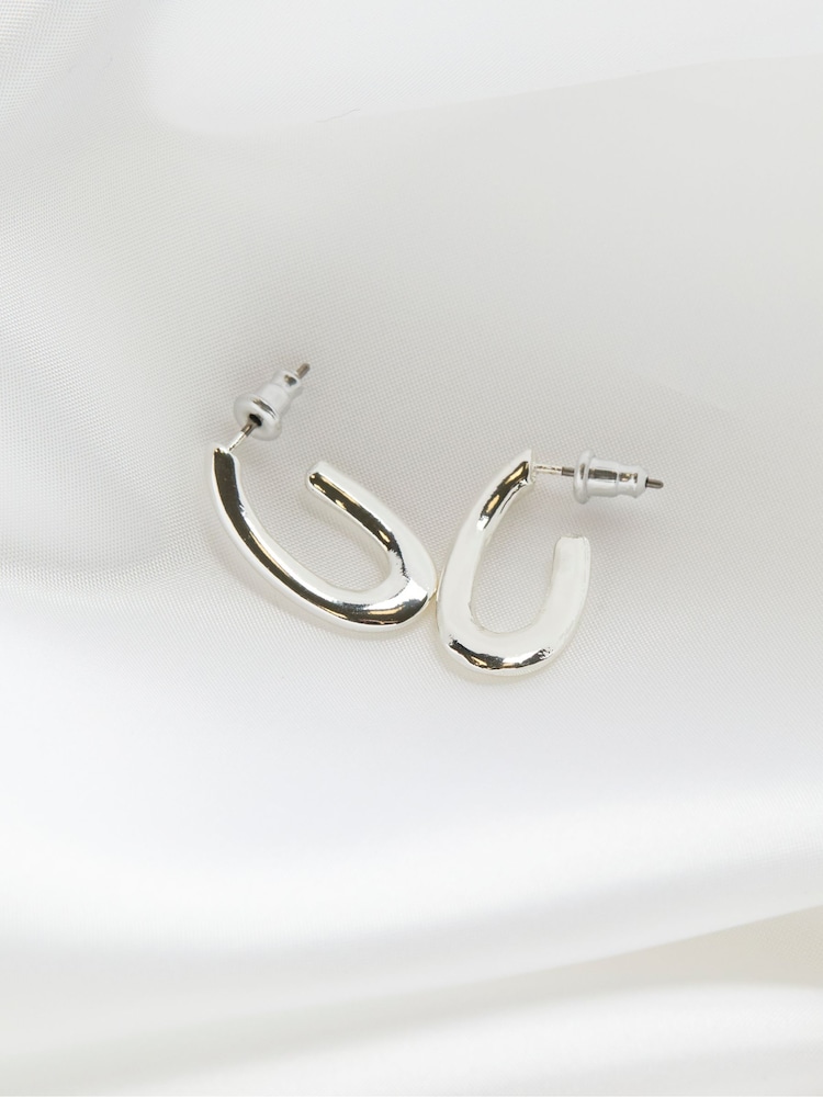 FatFace Silver Tone Twist Oval Hoop Earrings - Image 2 of 2 FatFace Silver Tone Twist Oval Hoop Earrings - Image 2 of 2
