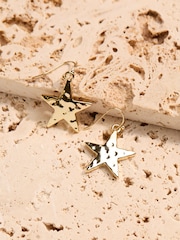 FatFace Gold Tone Large Star Drop Earrings - Image 2 of 2