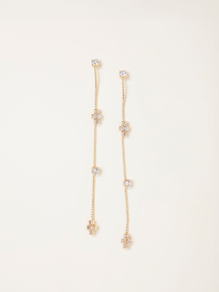 FatFace Gold Tone Gem Drop Earrings - Image 1 of 2