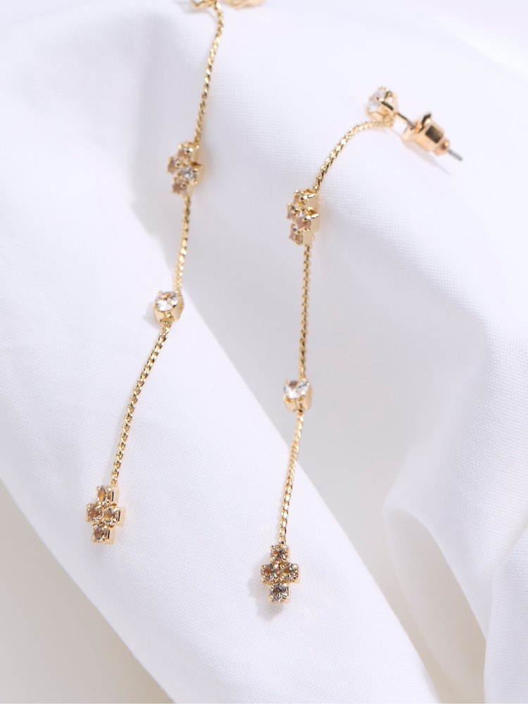 FatFace Gold Tone Gem Drop Earrings - Image 2 of 2