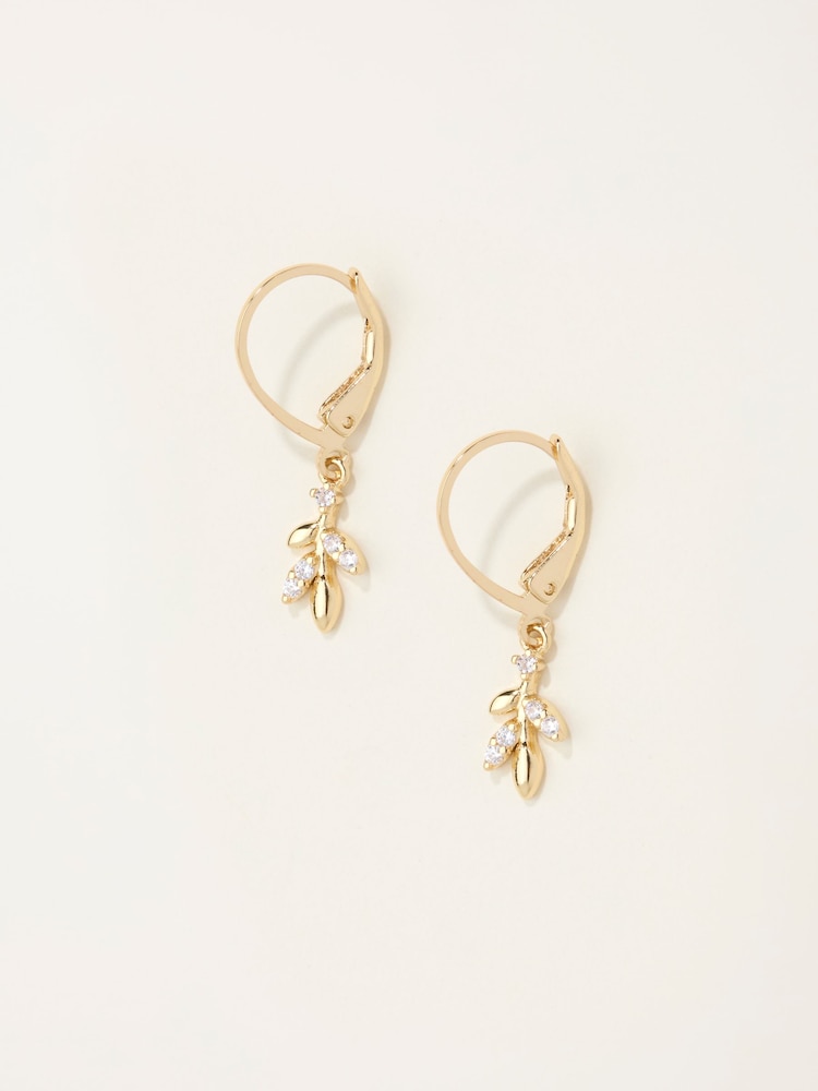 FatFace Gold Tone Leaf Drop Earrings - Image 1 of 2 FatFace Gold Tone Leaf Drop Earrings - Image 1 of 2