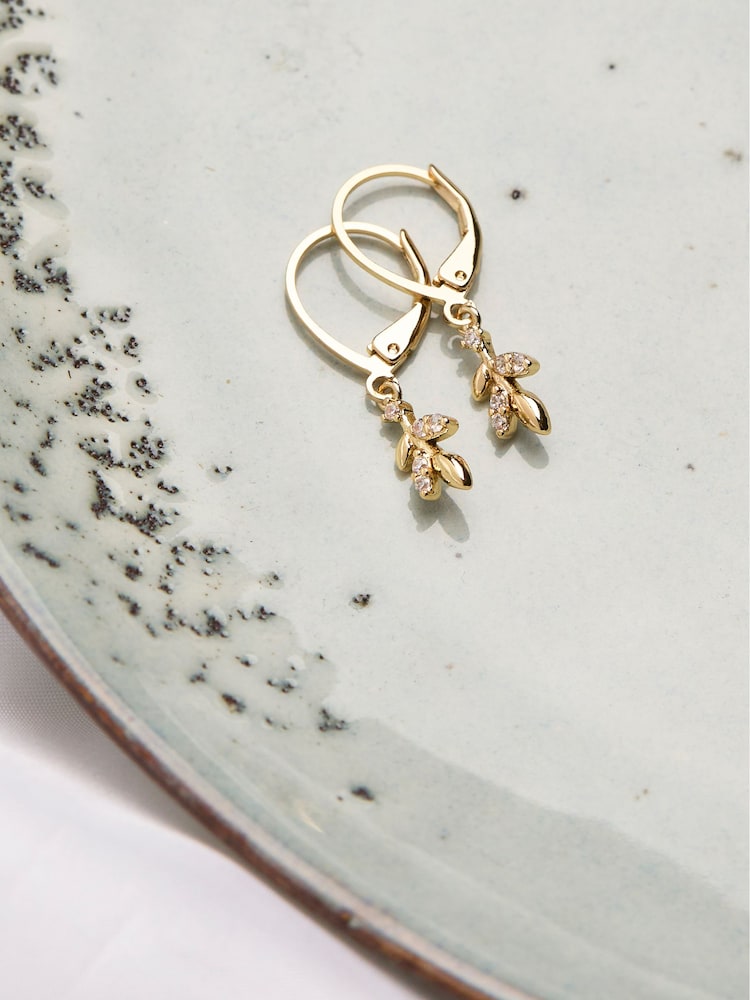 FatFace Gold Tone Leaf Drop Earrings - Image 2 of 2 FatFace Gold Tone Leaf Drop Earrings - Image 2 of 2