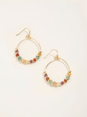 FatFace Multi Colour Bead Hoop Earrings - Image 1 of 2